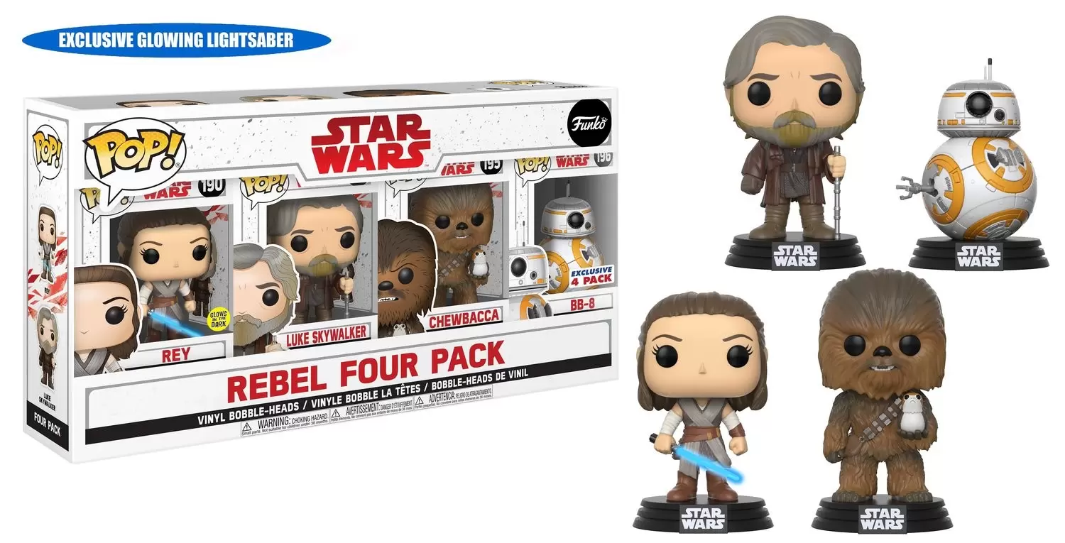 POP! Star Wars - Rebel Four Pack with Glow In The Dark Lightsaber