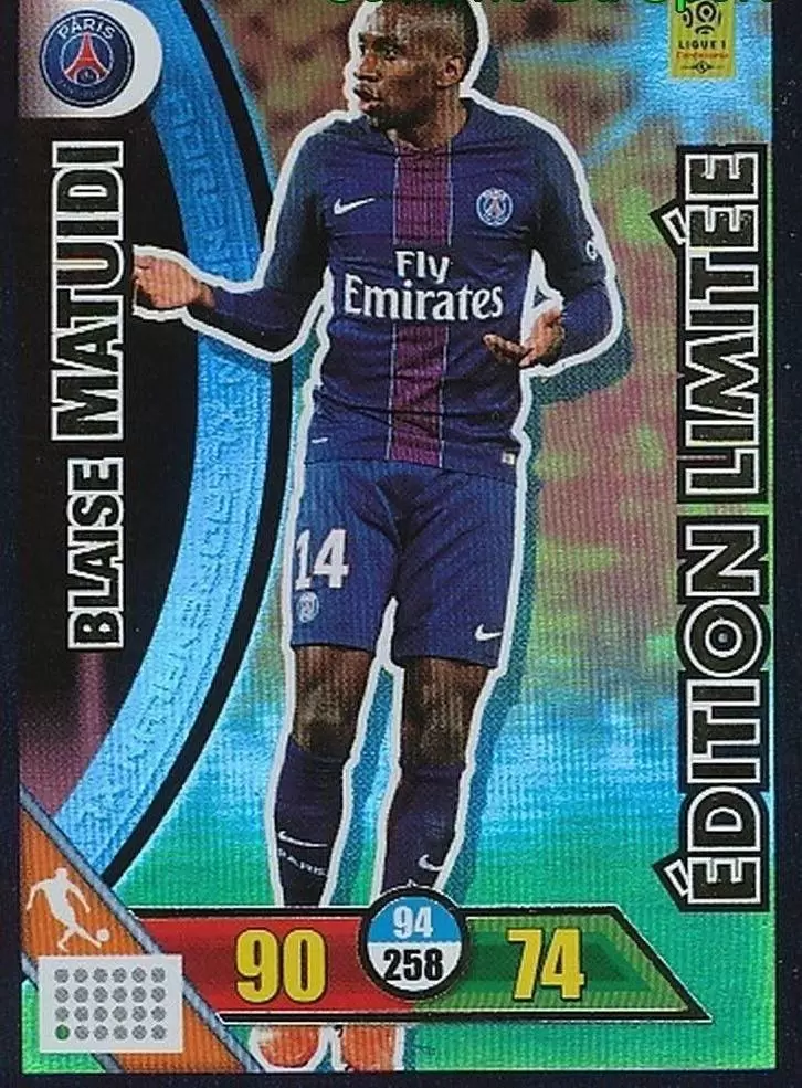 Adrenalyn XL 2017-18 - Blaise Matuidi - Paris Saint-Germain - Edition Limitée