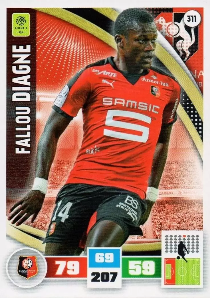Adrenalyn XL Foot 2016-2017 - Fallou Diagne - Stade Rennais FC