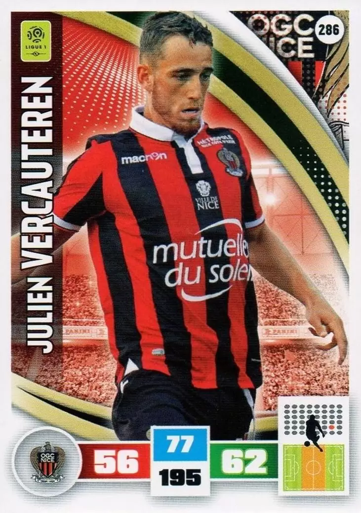 Adrenalyn XL Foot 2016-2017 - Julien Vercauteren - OGC Nice