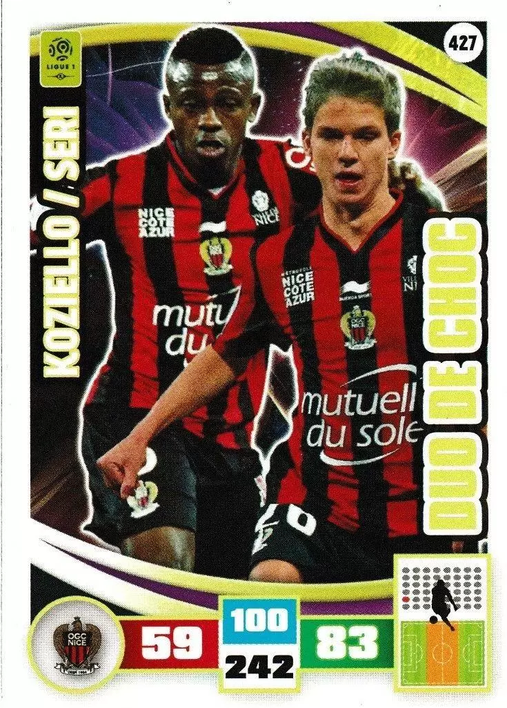 Adrenalyn XL Foot 2016-2017 - Vincent Koziello / Jean Michaël Seri - OGC Nice