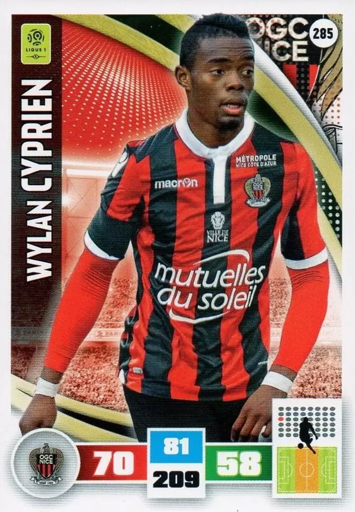 Adrenalyn XL Foot 2016-2017 - Wylan Cyprien - OGC Nice