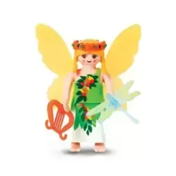 Fairy with harp and dragonfly