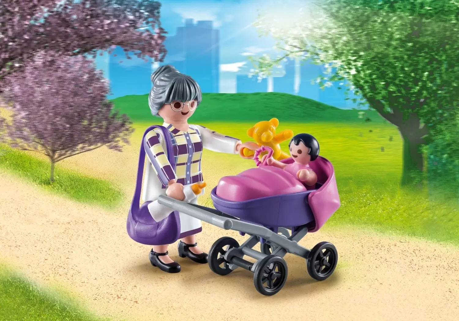 Playmobil Exclusifs : Play + Give - Grand-mère et bébé dans une poussette