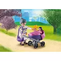 Grandma+ baby +carriage