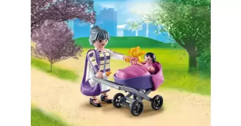 Grand Mere Et Bebe Dans Une Poussette Playmobil Exclusifs Play Give 9413