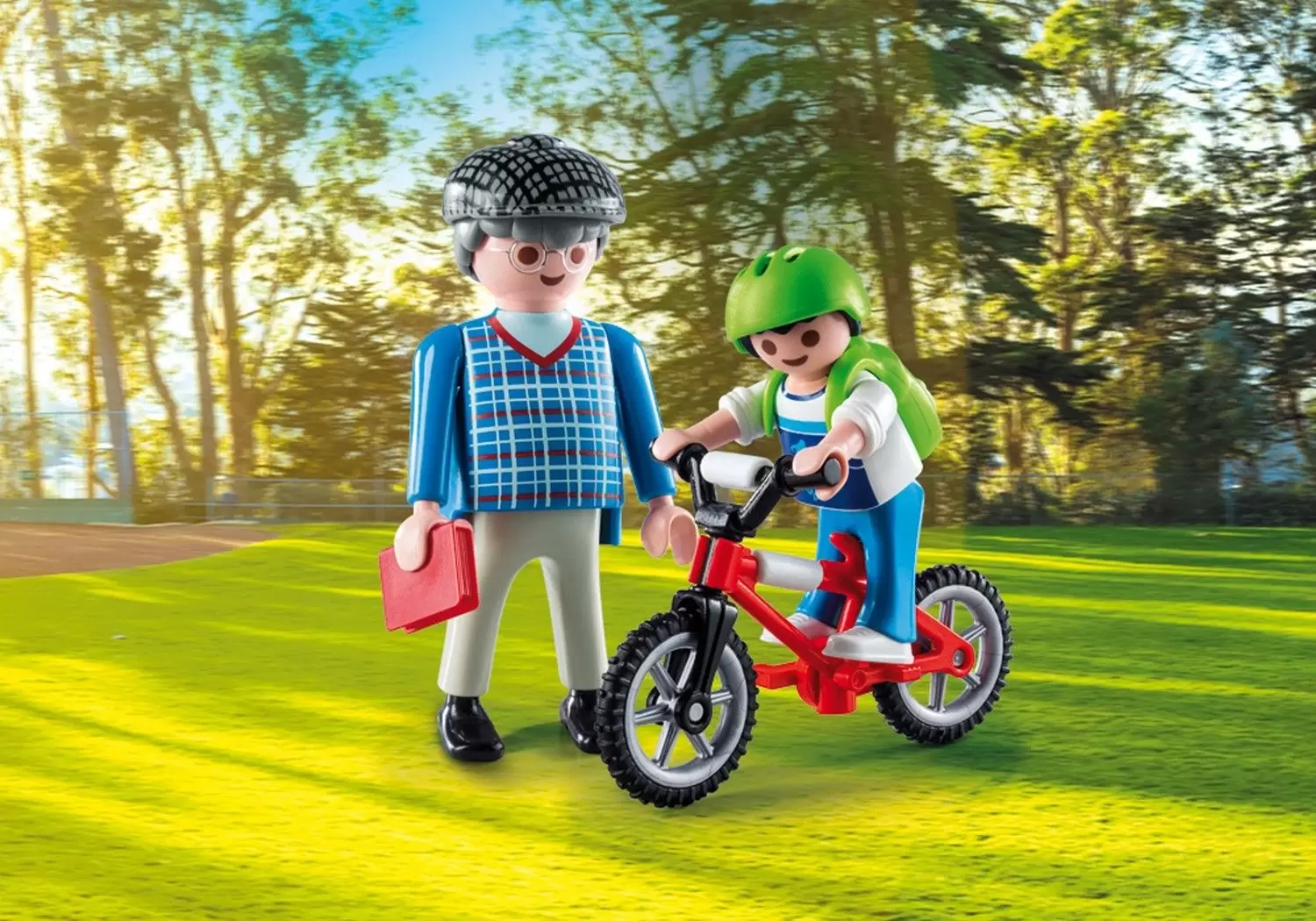 Playmobil Exclusifs : Play + Give - Grand-père et garçon à bicyclette