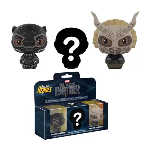 Pint Size Heroes Pack and Exclusive - Black Panther - Black Panther, Erik Killmonger and mystery one 3 Pack