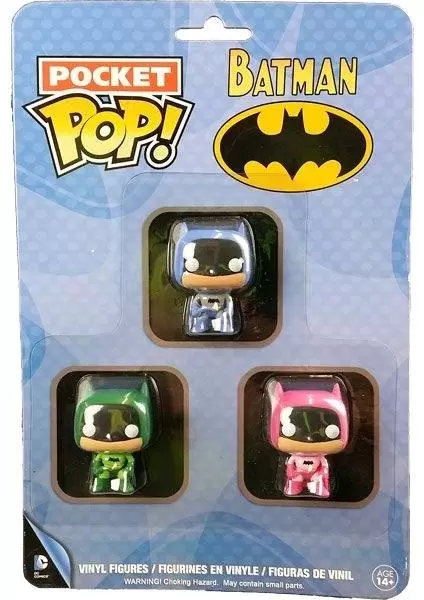 Pocket Pop! and Pop Minis! - Batman - Blue, Pink and Green 3 Pack