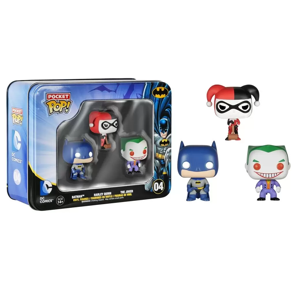 Pocket Pop! and Pop Minis! - Tinbox - DC Comics - Batman, Harley and Joker 3 Pack