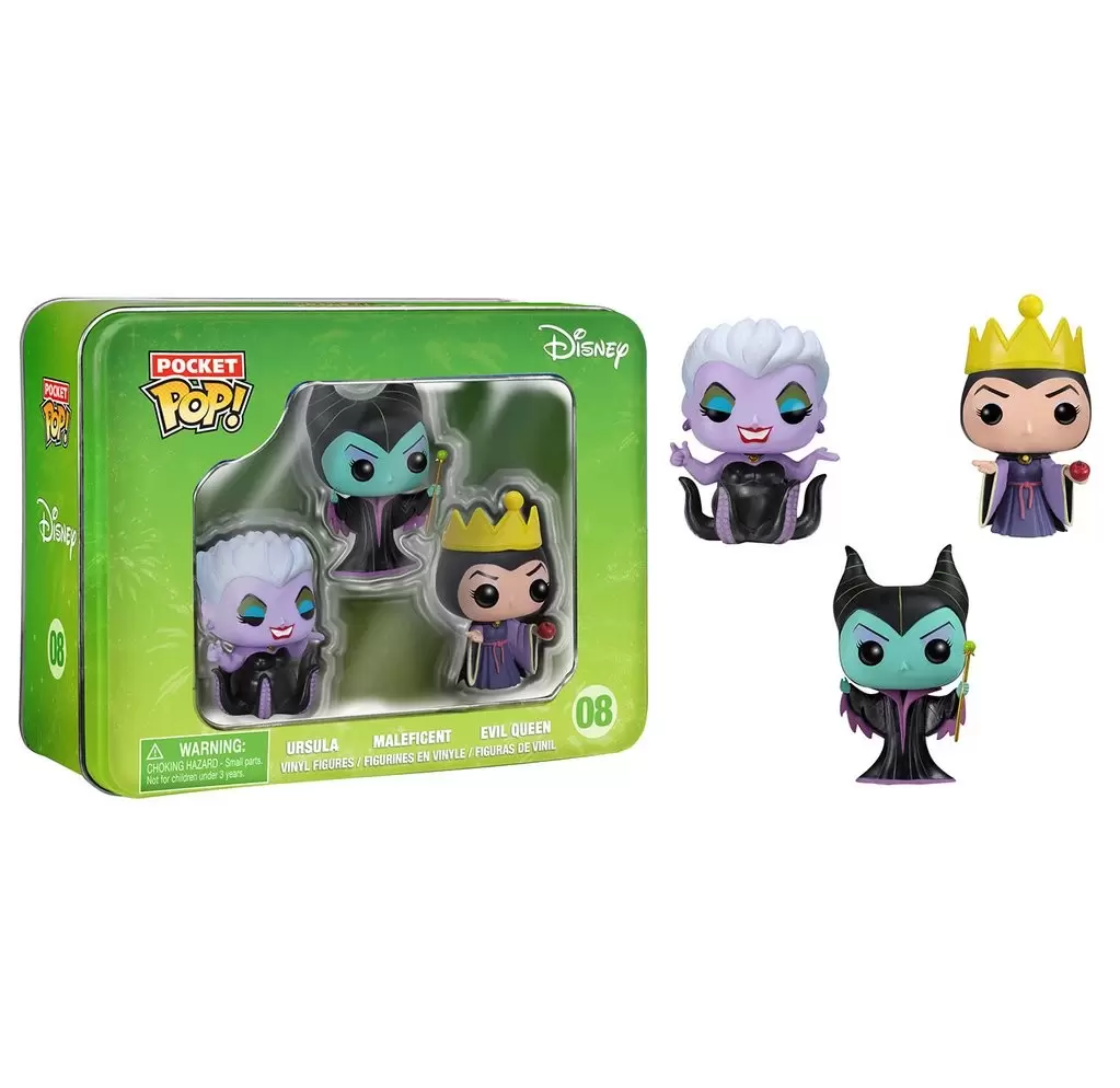 Pocket Pop! and Pop Minis! - Tinbox - Maleficent, Evil Queen and Ursula 3 Pack