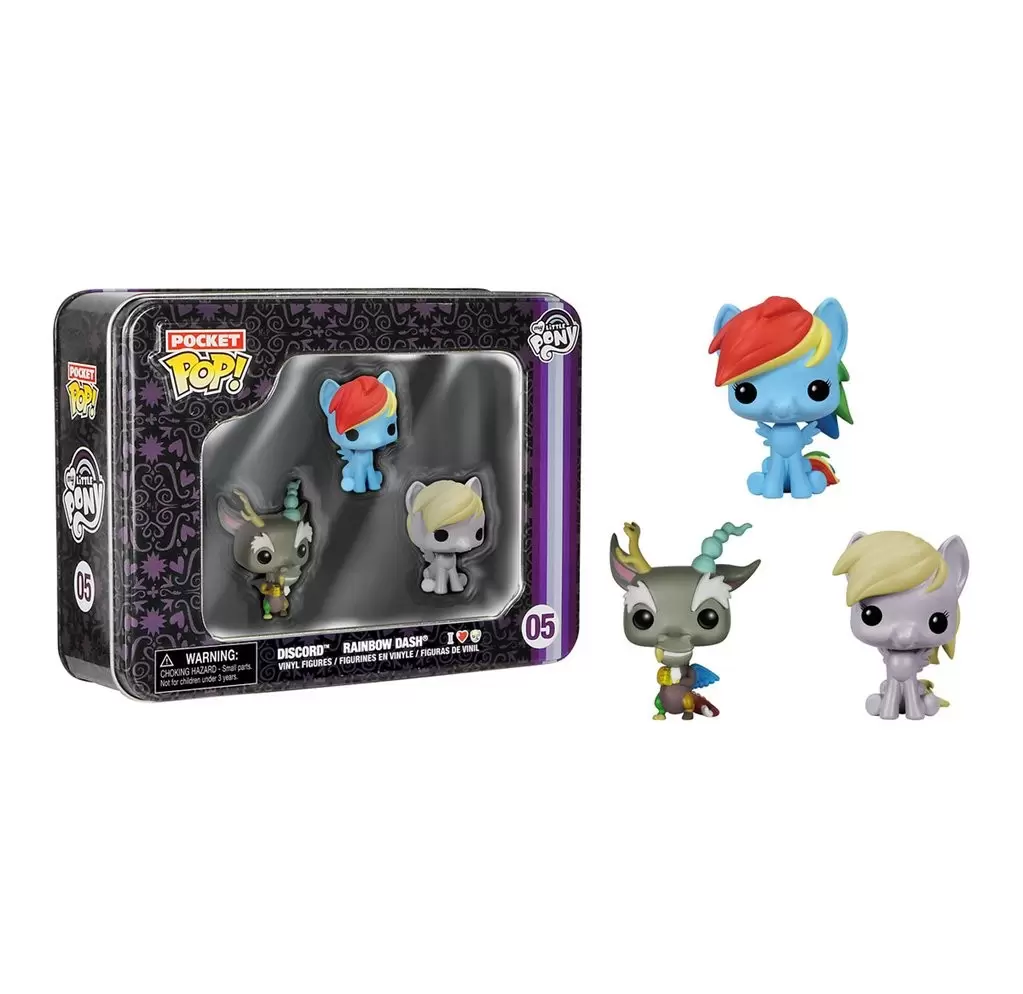 Pocket Pop! and Pop Minis! - Tinbox - My Little Pony - Rainbow Dash, Discord and Derpy 3 Pack