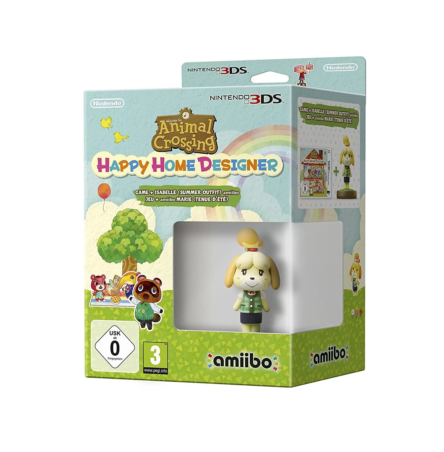 Jeux Nintendo 2DS / 3DS - Animal Crossing : Happy Home Designer (Jeu + amiibo Isabelle tenue d\'été)