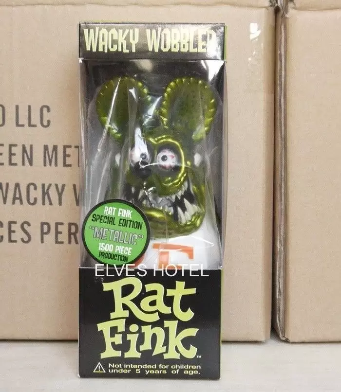 Wacky Wobbler Cartoons - Rat Fink Green Metallic