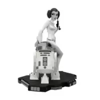 Animated Princess Leia with R2-D2 Black and White