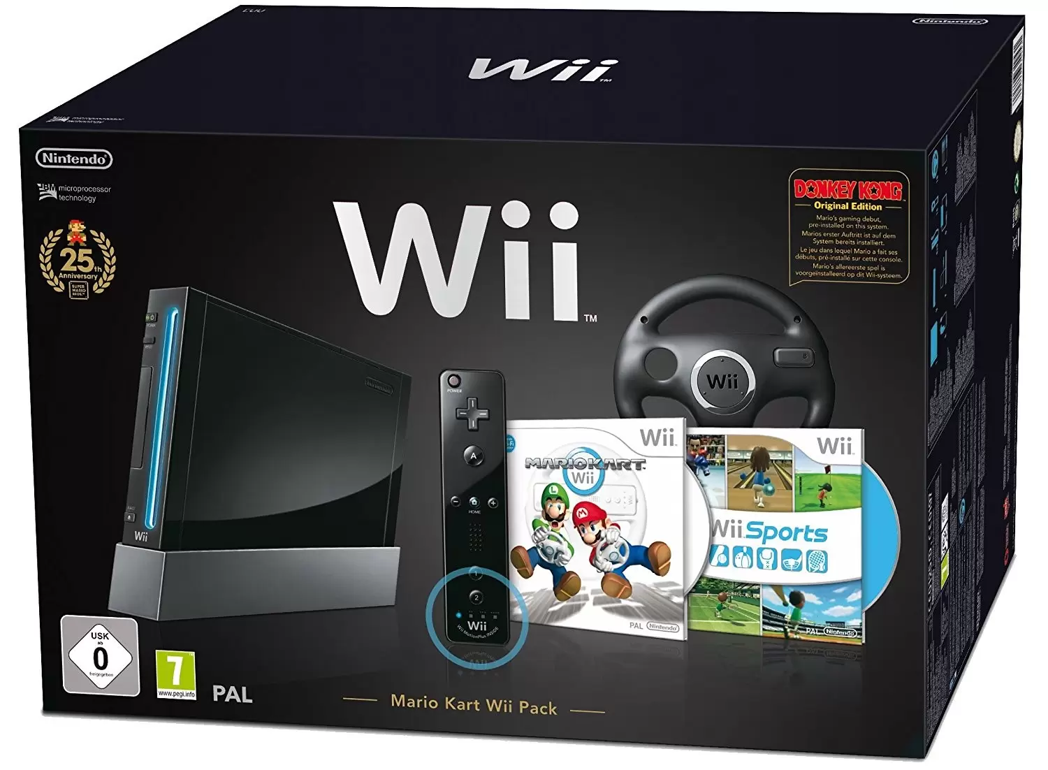 Matériel Wii - Console Wii noire + Mario kart Wii + Wii Sport