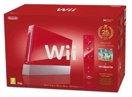 Wii Stuff - Wii Console  - New Super Mario Bros. Wii Pack - 25th Anniversary (Red)