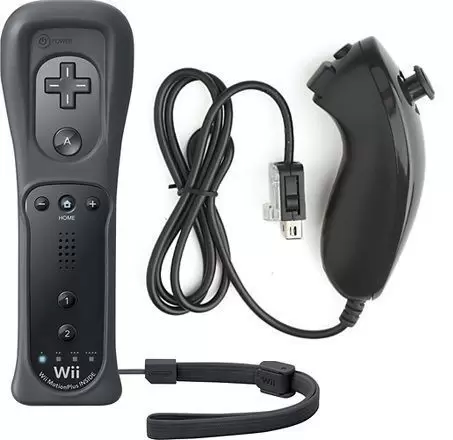 Matériel Wii - Manette Nunchuk + Wiimote Noire pour Nintendo Wii