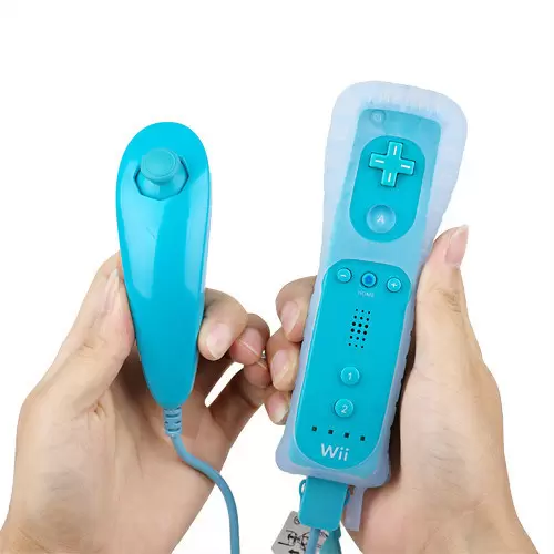 Matériel Wii - Manette Nunchuk + Wiimote Light Blue pour Nintendo Wii