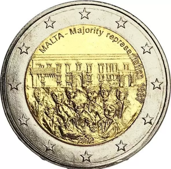 Malte 2€ - Majorité au Conseil des Représentants en 1887