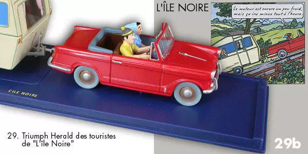 En voiture Tintin - Editions Atlas - La Triumph Herald des touristes  de l \'île Noire