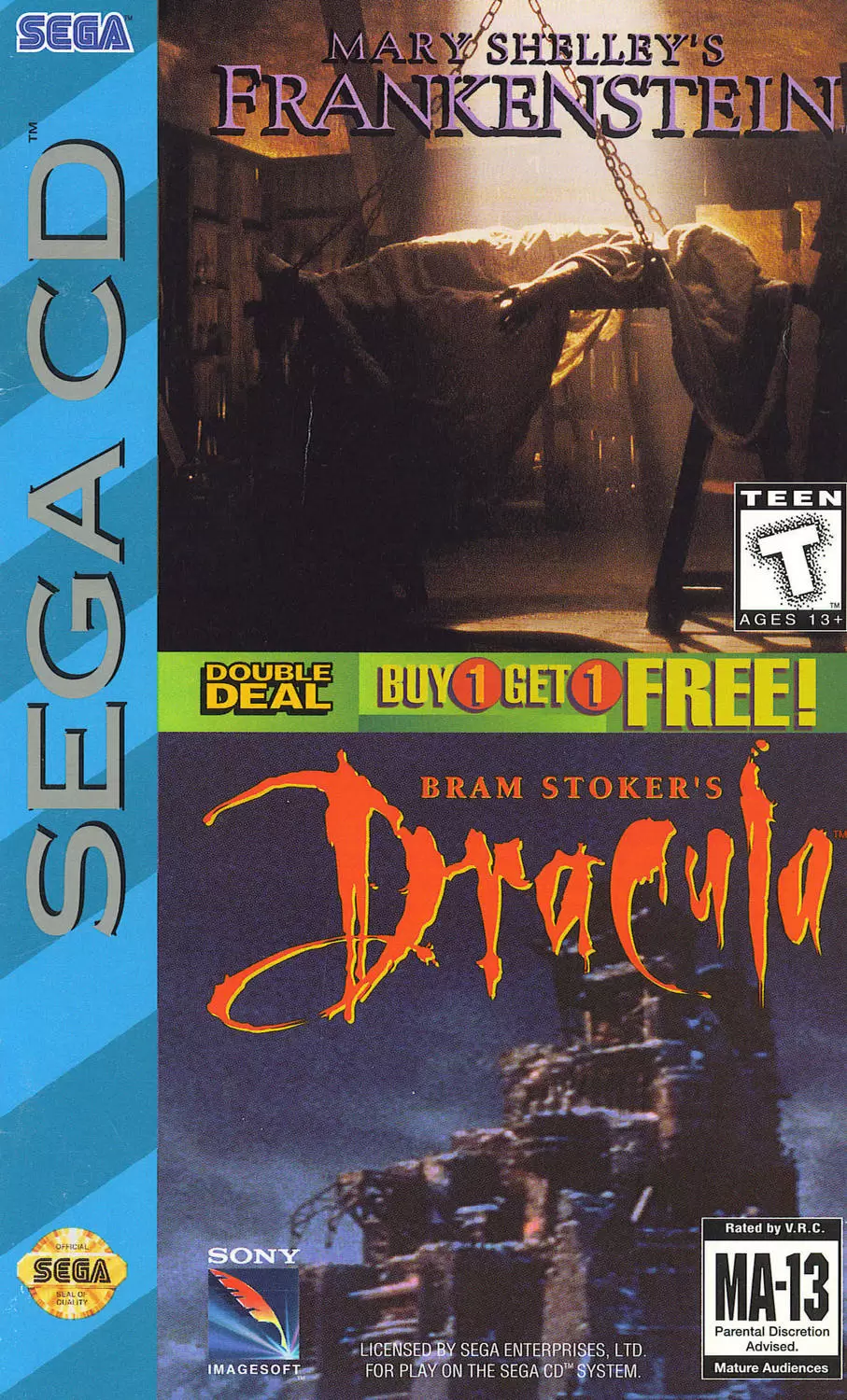 Jeux SEGA Mega CD - Mary Shelley\'s Frankenstein / Bram Stoker\'s Dracula Double Deal