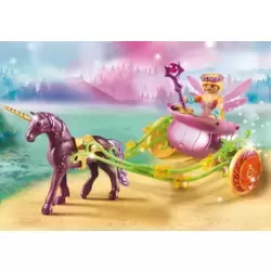 Flower fairy with unicorn carriage