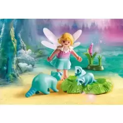 Fairy Girl with Racoons