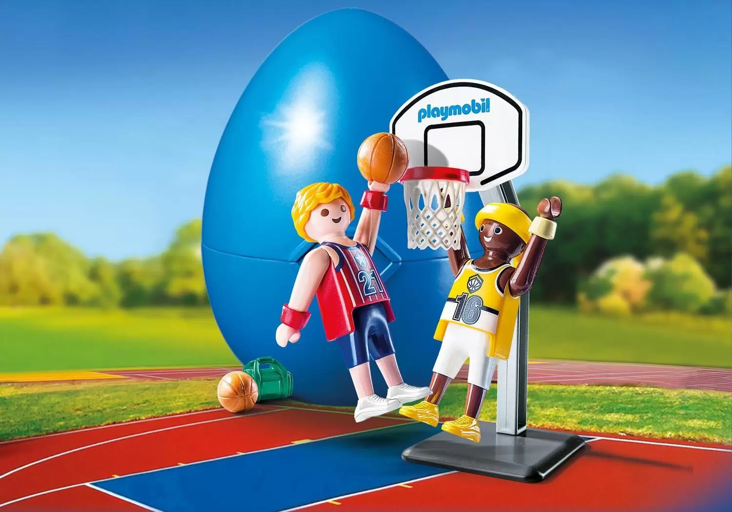 Playmobil Sportifs - Joueurs de Basket-ball avec panier