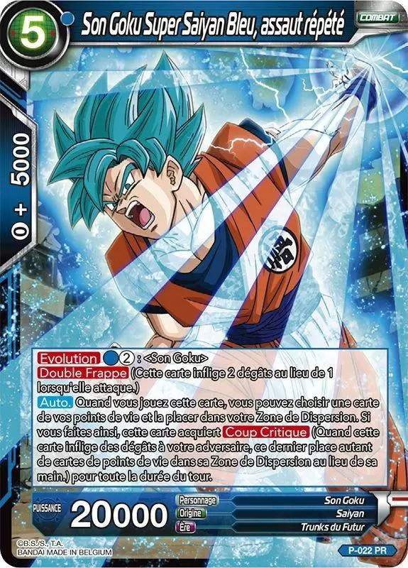 Dragon Ball Super Carte Promo FR - Son Goku Super Saiyan Bleu, assaut répété