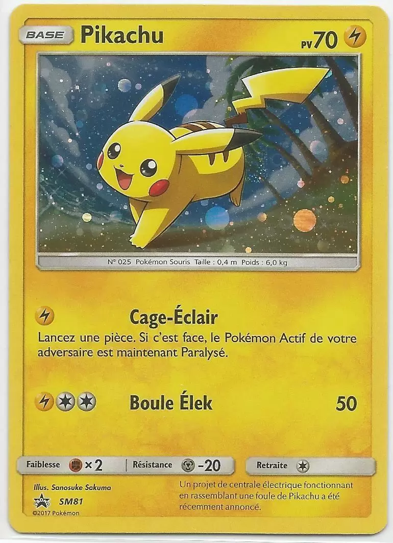 Cartes Promo Black Star Soleil et Lune - Pikachu
