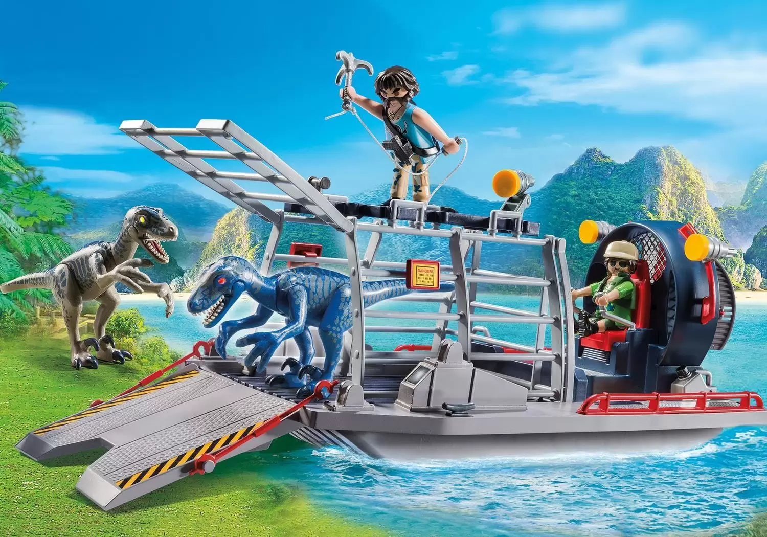 Playmobil dinosaures - Enemy Airboat with Raptors