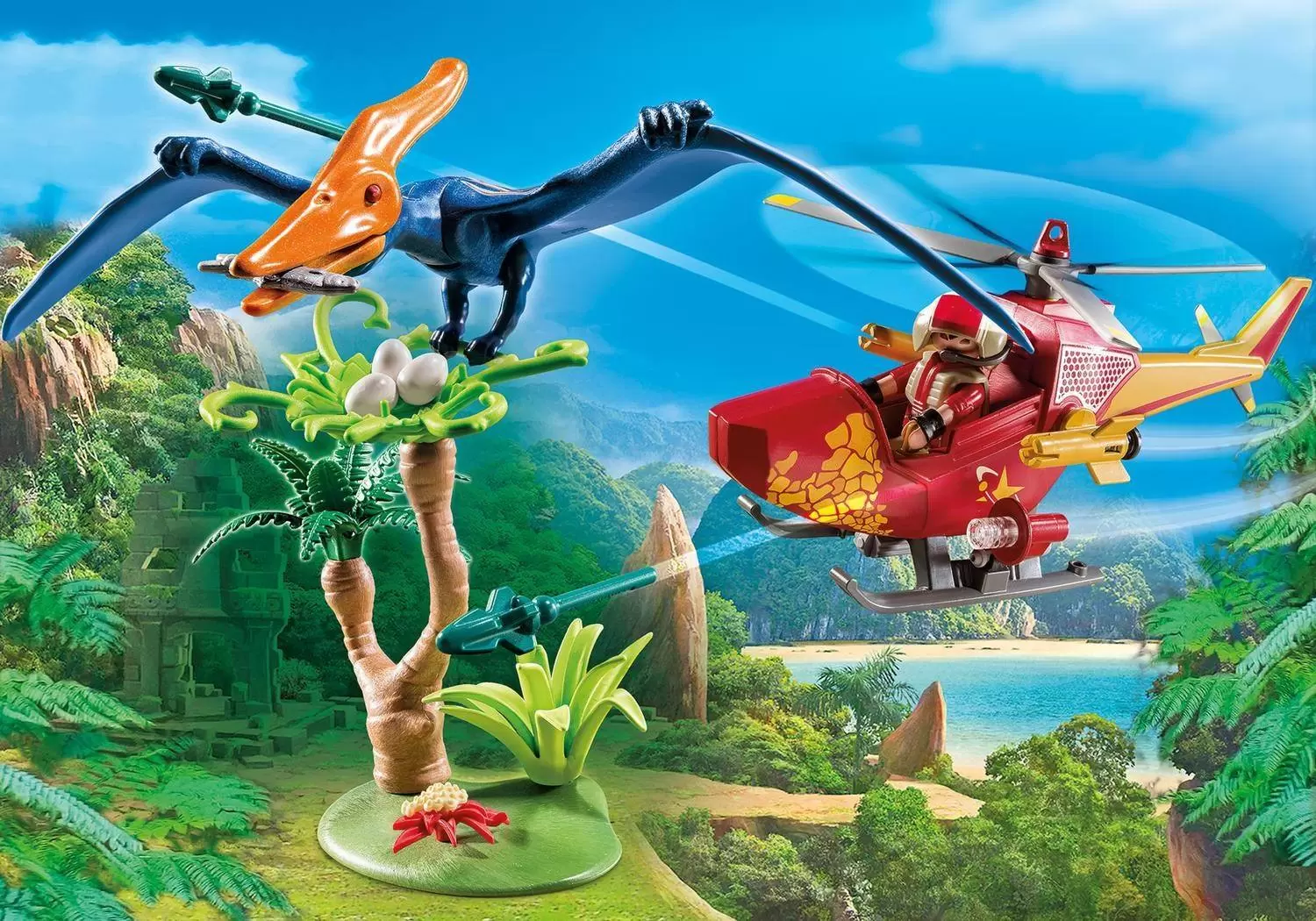 Playmobil Dinosaures - Hélicoptère et Ptéranodon