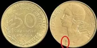 50 centimes Marianne - 1962 3 plis