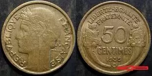 50 centimes Morlon bronze alu - 1939 b entouré
