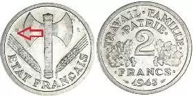 2 francs Bazor etat francais - 1943 B