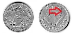 2 francs Bazor etat francais - 1943 sans L B