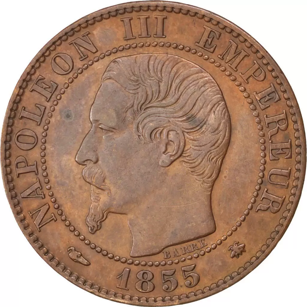 2 Centimes Napoleon III Tête Nue - 1855 BB CHIEN