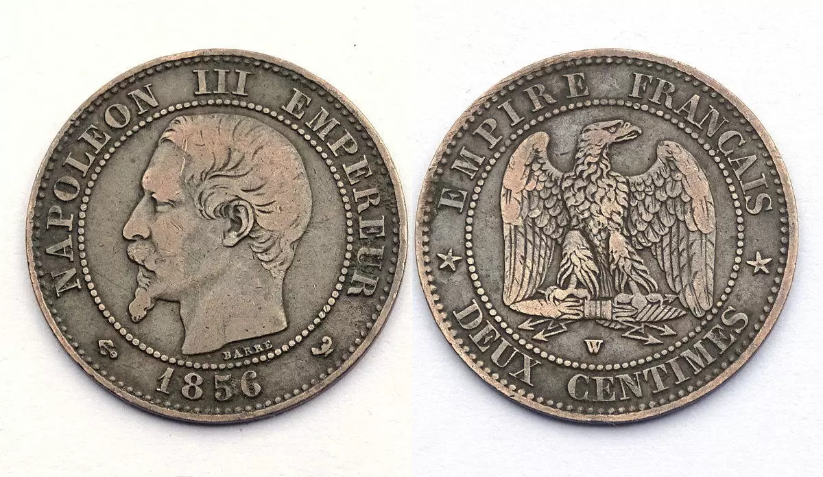 2 Centimes Napoleon III Tête Nue - 1856 W