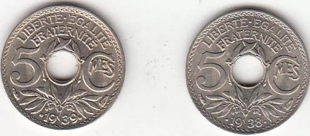 5 centimes Lindauer maillechort - 1939
