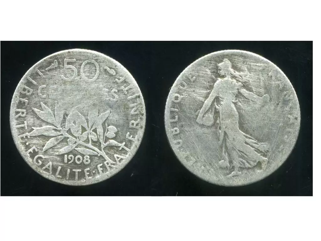 50 centimes Semeuse argent - 1908