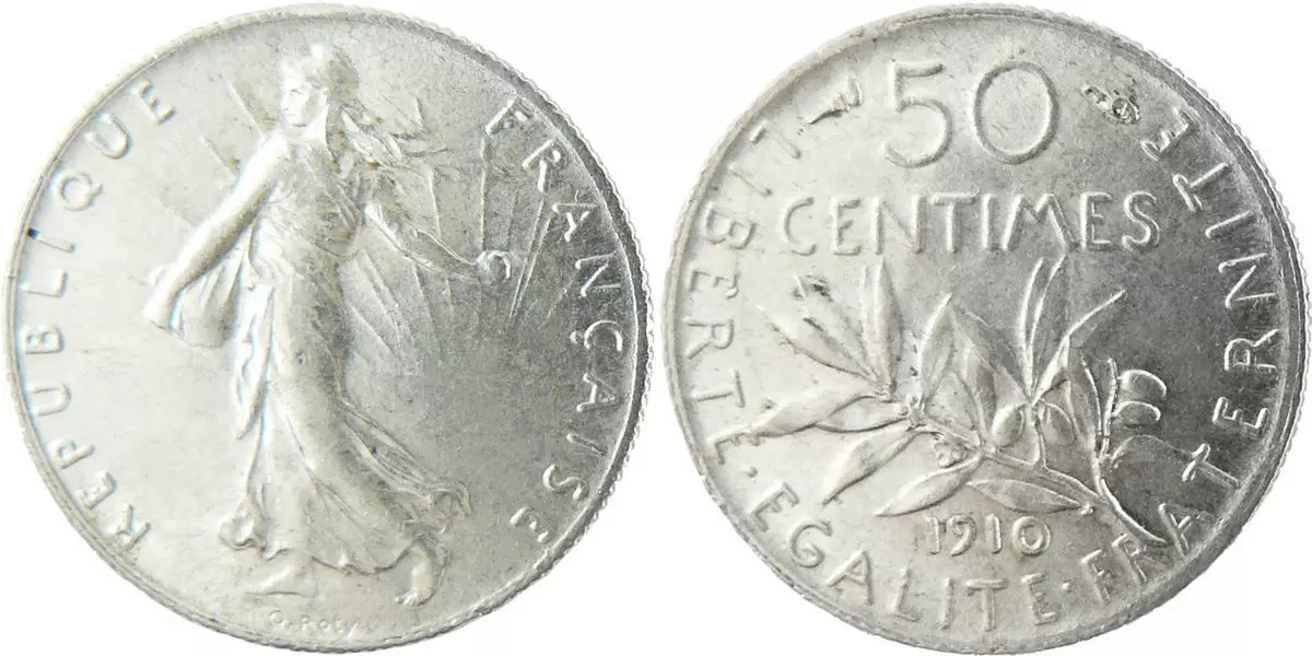 50 centimes Semeuse argent - 1910