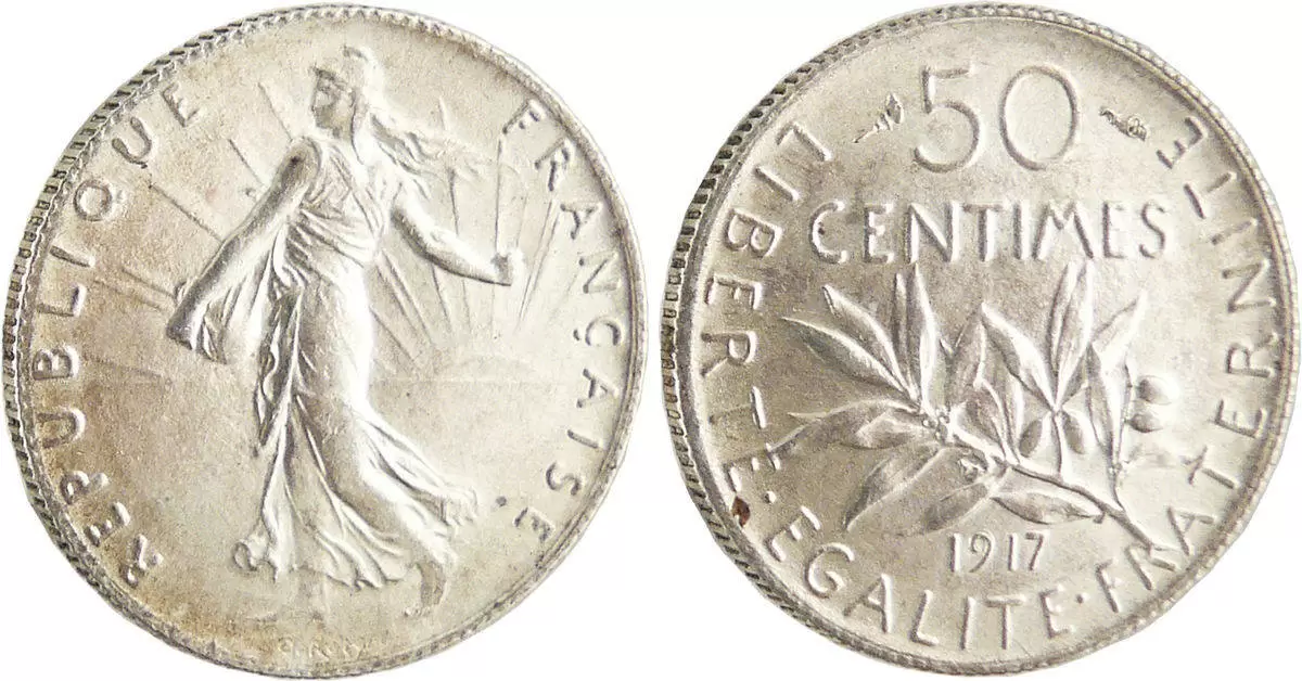 50 centimes Semeuse argent - 1917