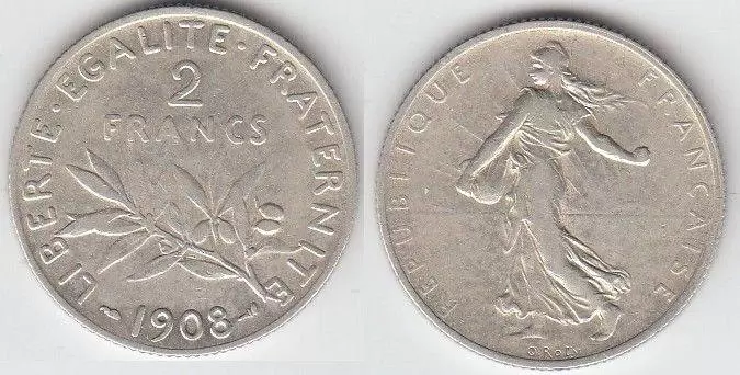 2 francs Semeuse argent - 1908