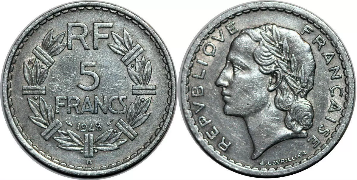 5 francs Lavrillier alu - 1948