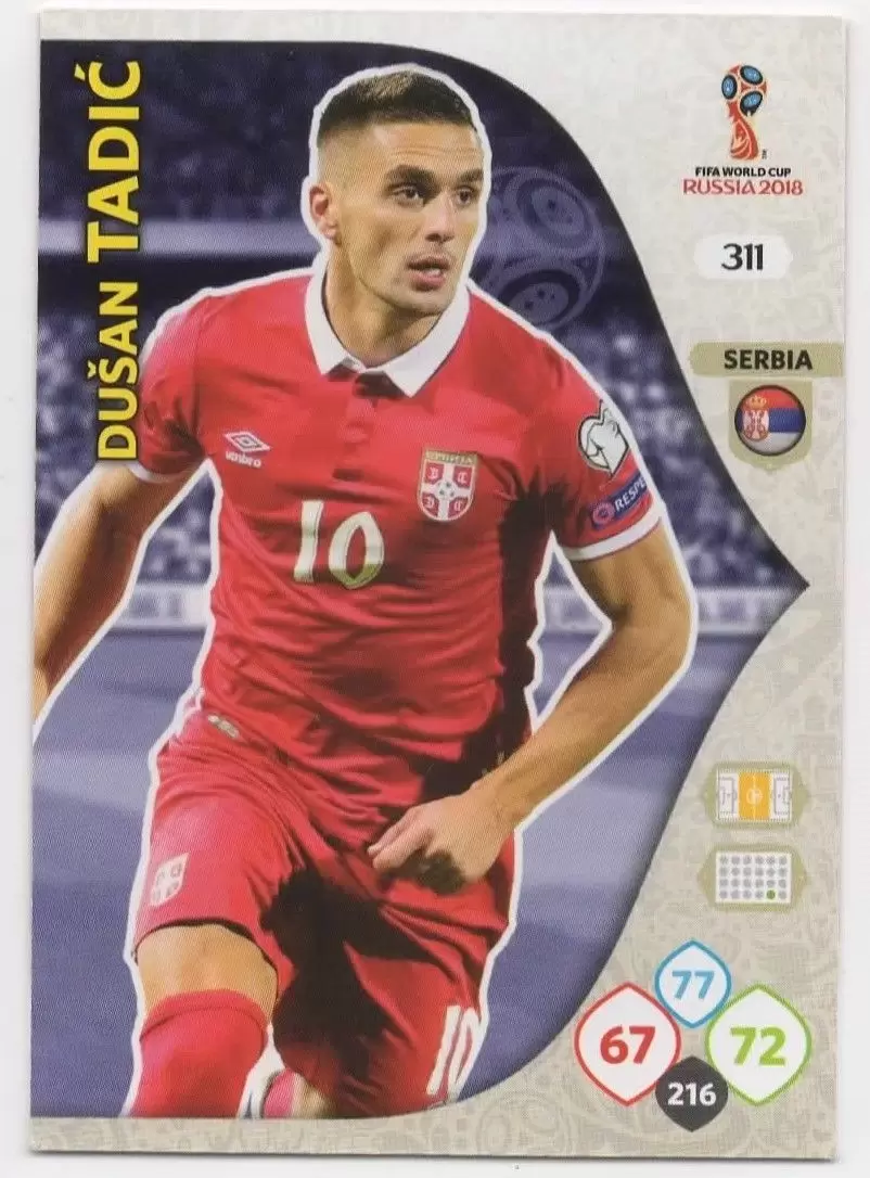 Russia 2018 : FIFA World Cup Adrenalyn XL - Dušan Tadić - Serbia
