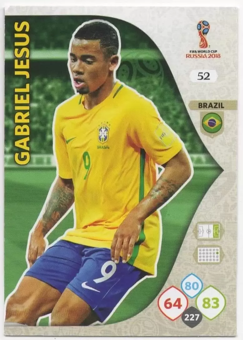 Gabriel Jesus Brazil Russia 18 Fifa World Cup Adrenalyn Xl Card 52