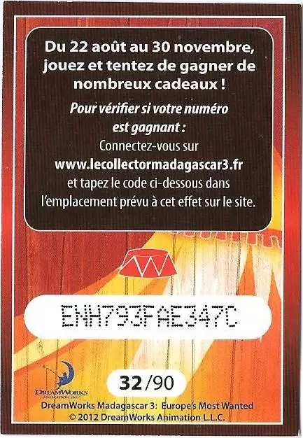 Le Collector Madagascar 3 (CORA / Match) - LE ROI JULIAN - Code