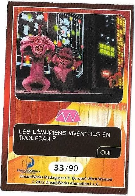 Le Collector Madagascar 3 (CORA / Match) - LES LEMURIENS - Question 1