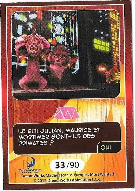 Le Collector Madagascar 3 (CORA / Match) - LES LEMURIENS - Question 2